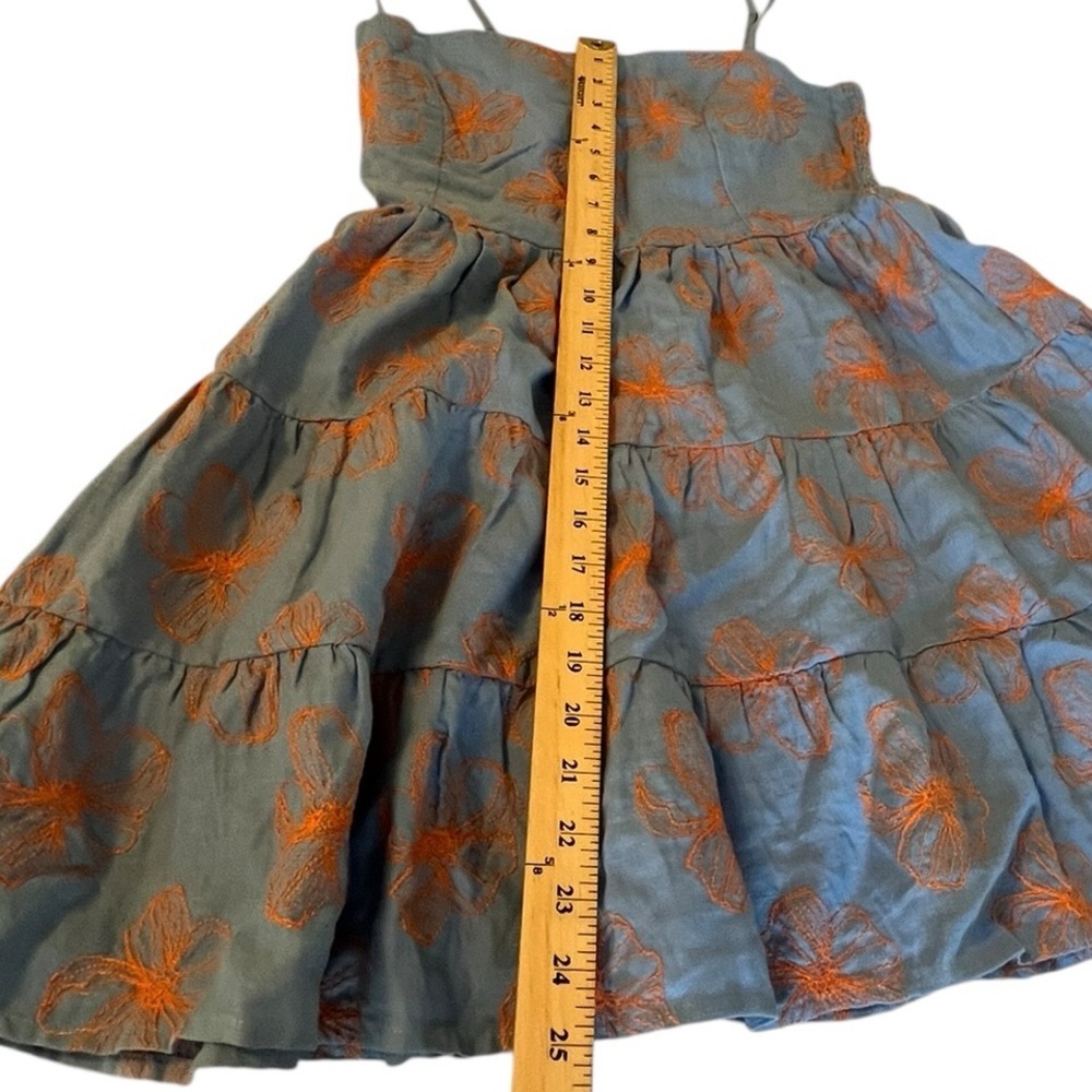Maaji Poppy Floral Emily Mini Dress Blue Orange Linen Boho Coastal Large L - Picture 6 of 11